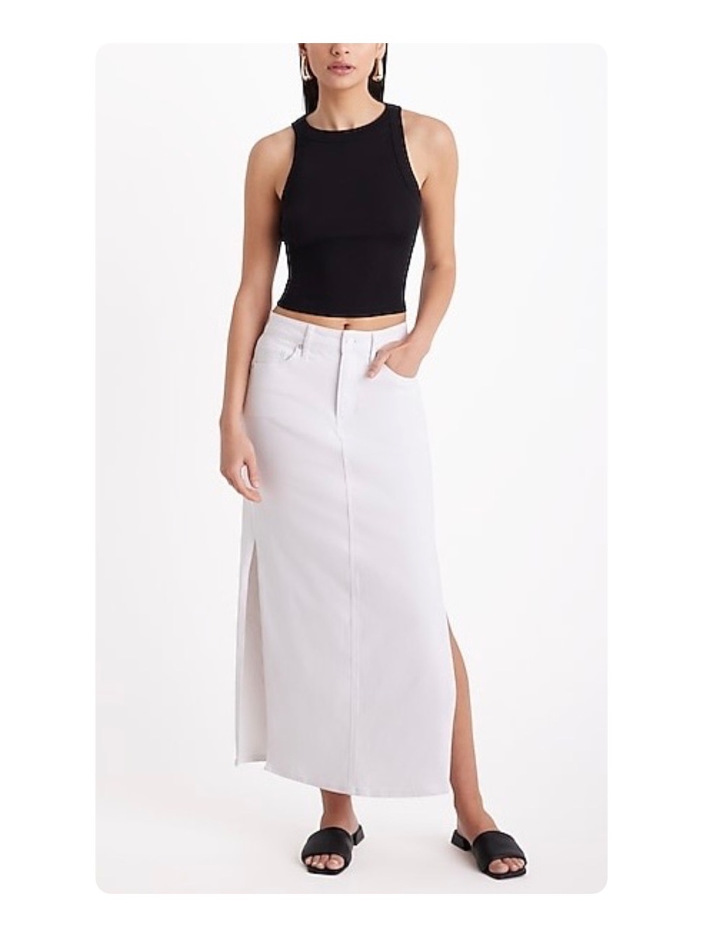 ★ Express NWT High Waisted White Denim Maxi Slit Maxi Skirt Size 14 ★
